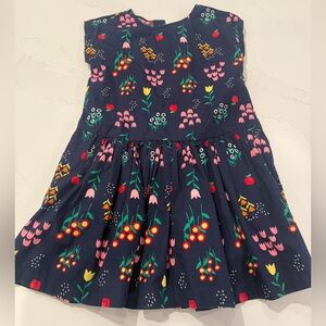 Hanna Andersson navy blue tulip flower short sleeve dress size 8 (130 cm)